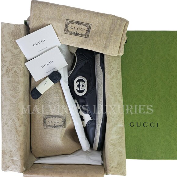 GUCCI SNEAKERS MENS BLACK MAC 80 EMBROIDERED SHOES w LOGO - Picture 14 of 15